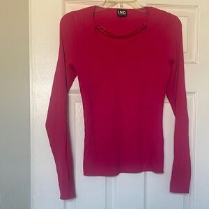 INC International Concepts Women's Vibrant Pink Long Sleeve Top